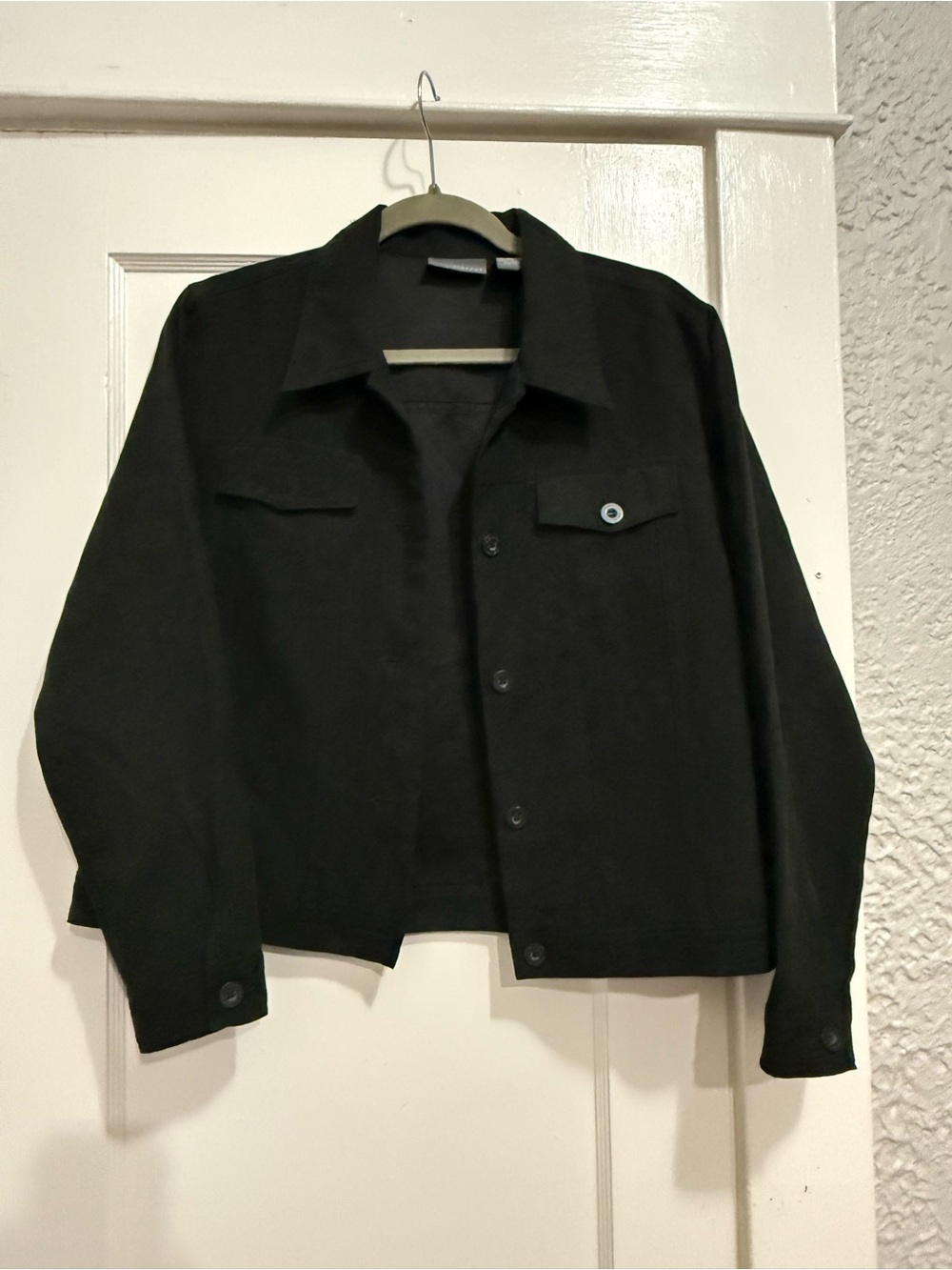 Relativity Black Button-Front Shirt Jacket